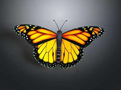 Stunning Monarch Butterfly Featuring Orange Wings With Yellow And Black Patterns 3d model