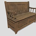 Outdoor Wooden Bench with Backrest Armrests and Storage Compartment Design