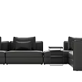 Modern L Shaped Sectional Sofa With Black Fabric Cushions And Side Table 3d model