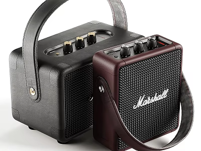 Marshall Stylish Portable Speakers With Leather Handle And Black Burgundy Design 3d model
