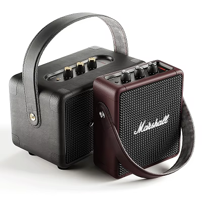 Marshall Stylish Portable Speakers With Leather Handle And Black Burgundy Design 3d model