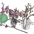 Beautiful Vases with Pink Blossoms in Green and Transparent Designs for Home Decor