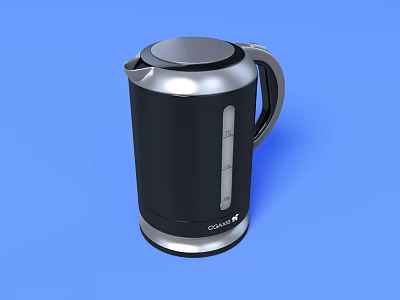 Cookwell Electric Kettle with Temperature Display as Modern Kitchen Appliance in Black and Silver 3d model