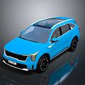 Blue Kia SUV With Modern Design Panoramic Sunroof And Black Wheels