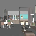 Medical Consultation Room Interior With Tables Chairs Sofa Coffee Table Shelves And Care Sign