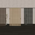Modern Black and Beige Sliding Doors with Grid Design as Interior Partition in Minimalist Room