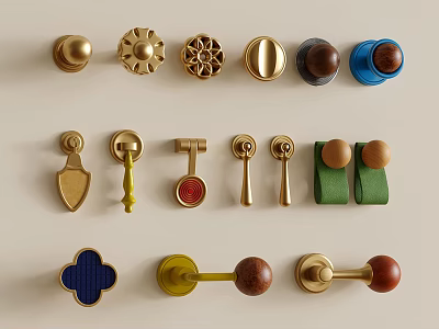 Various Stylish Cabinet Handles With Different Shapes And Materials For Furniture 3d model