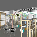 Modern Specialty Store Interior With Wooden Decor Display Shelves Counter And Wall Art