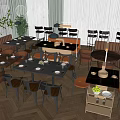 Modern Restaurant Interior With Stylish Table And Chair Sets Booth Seating And Pendant Lights