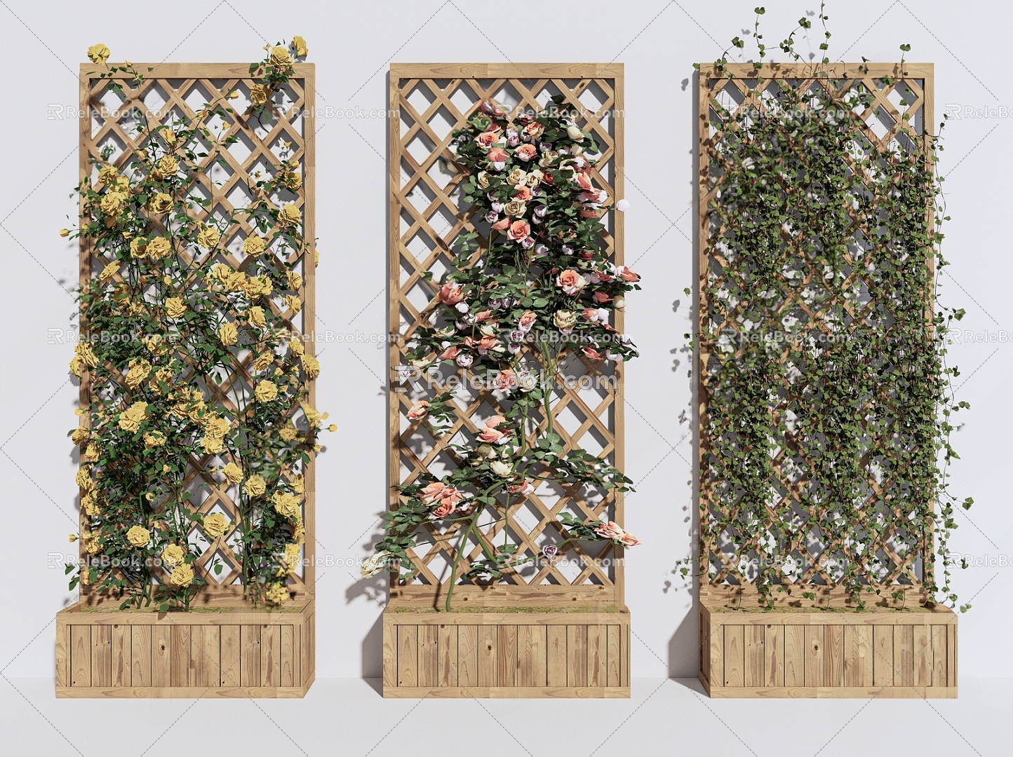 Vine plant flower stand green plant wall 3d model