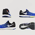 Nike Blue Sports Shoes With White Logo Green Details And Treaded Soles