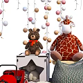 Cute Stuffed Animals Collection With Toy Car Pumpkin Pillows Storage Cubes And Hanging Decorative Balls