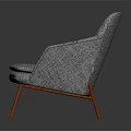 Modern Gray Fabric Armchair With Red Wooden Legs And Comfortable Design