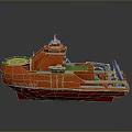 Orange RESCUER Rescue Ship With Green Deck And Blue Emergency Equipment