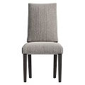 Modern Minimalist Dining Chair With Gray Linen Fabric Upholstery And Dark Wooden Legs