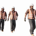 Group of Construction Workers Wearing Safety Helmets And Reflective Vests Walking Together