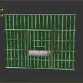 Rusty Iron Cage Structure With Vertical Metal Bars And Grill Design