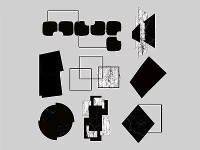 Modern Geometric Wall Decor With Abstract Black White Shapes And Textured Design 3d model