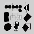 Modern Geometric Wall Decor With Abstract Black White Shapes And Textured Design