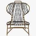 Leisure Chair With Woven Black Rope And Natural Wooden Frame Design