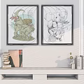 Elegant Interior Decor With Framed Wall Art And Shelf Decorative Items 3d model