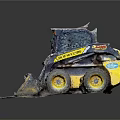 Skid Steer Loader With Yellow Wheels Black Cab And Front Bucket
