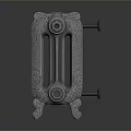 Vintage Cast Iron Radiator With Ornate Design Adjustable Knob Silver Gray Finish And Support Legs