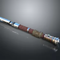 Shiny Silver Weapon With Brown Wrapped Hilt And Metal Components 3d model