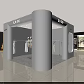 Modern Clothing Store Interior With White Mannequins Chandelier and Green Plant