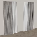 Elegant Gray And White Curtain Interior Design With Double Layer And Neutral Tones 3d model