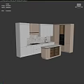 Modern Kitchen Interior With White Cabinets Marble Countertop And Island With Glass Doors