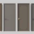 Various Design Hinged Doors with Wooden Texture Decorative Frames and Sleek Handles 3d model