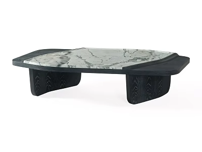Modern Bar Counter Design With Marble Surface And Carved Wooden Legs 3d model