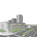 Modern High Rise Office Complex With Urban Green Spaces And Central Plaza