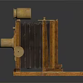 Vintage Wooden Photography Camera With Brass Lens And Top Viewfinder Components