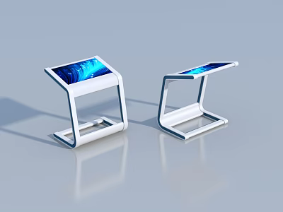 Modern All in One Machines With Digital Display Screens And White Stands 3d model