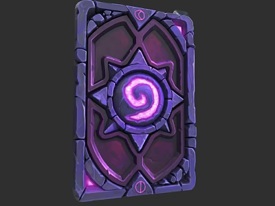 Purple Glowing Card With Spiral Symbol And Star Design Stone Border 3d model