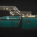 Teal Blue Metal Toolbox With Divided Compartments For Hardware Tools Organization