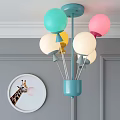 Special-shaped Chandelier With Colorful Balloon Shaped Elements And Clown Pattern On Gray Wall Setting