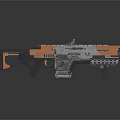 Futuristic Assault Rifle With Modern Tactical Design Orange Black Color And Scope Attachment