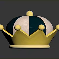 Stylish Green And White Striped Fabric Crown With Gold Ornaments And Base
