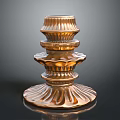 Ornate Copper Candle Holder With Layered Fluted Design And Decorative Base