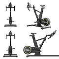 Black Spin Bike With Adjustable Seat Handlebar Yellow Accent Flywheel Home Gym Exercise Equipment