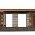 Modern Wooden Pergola Structure With Lattice Panels And Roof Design