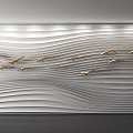 Modern background wall profiled background wall corrugated background wall wave background wall fish sculpture background sofa background 3d model