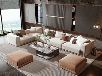 Modern sofa coffee table combination 3d model