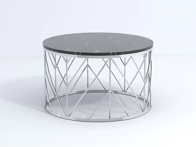 Sleek Modern Coffee Table With Round Marble Top And Geometric Metal Frame 3d model