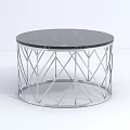 Sleek Modern Coffee Table With Round Marble Top And Geometric Metal Frame