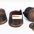 Vintage Wooden Barrel Decorative Ornament Set With Rustic Design And Lid Details