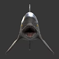 Realistic Prehistoric Fish Model With Sharp Teeth Open Mouth And Striped Body 3d model